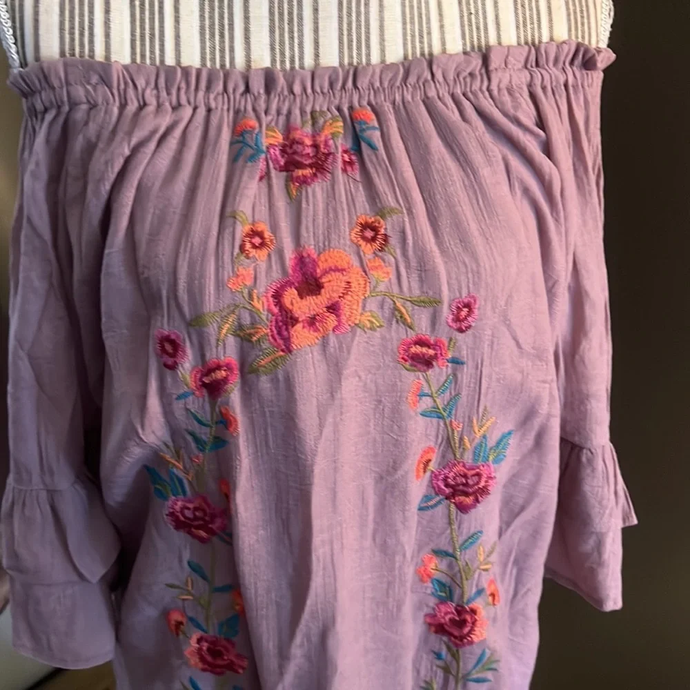 🛑 1 hour sale. Umgee, floral embroidered dusty plum, bohemian dress, large - Picture 3 of 9